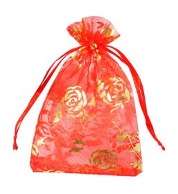 100 Pcs Organza Bags Drawstring Pouches Wedding Favor Bags Candy Bags #23