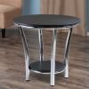 Maya Round End Table, Black Top, Metal Legs