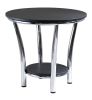 Maya Round End Table, Black Top, Metal Legs