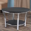 Maya Round Coffee Table, Black Top, Metal Legs