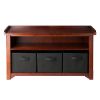 Verona Storage Bench with 3 Foldable  Black Color Fabric Baskets