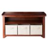 Verona Storage Bench with 3 Foldable  Beige Color Fabric Baskets