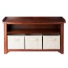 Verona Storage Bench with 3 Foldable  Beige Color Fabric Baskets