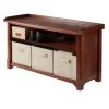 Verona Storage Bench with 3 Foldable  Beige Color Fabric Baskets