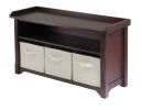 Verona Storage Bench with 3 Foldable  Beige Color Fabric Baskets