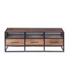 Spacious Acacia Wood TV Unit with Metal Frame, Walnut Brown and Black