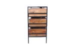 Spacious Three Drawer Acacia Wood Chest With Iron Framework, Brown and Black