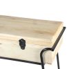 Handmade Wood and Metal Box Console Table with Removable Storage, Brown and Black