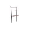 DunaWest Industrial 3 Tier Mango Wood Ladder Storage Wall Shelf with Tubular Frame, Brown and Black