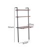 DunaWest Industrial 3 Tier Mango Wood Ladder Storage Wall Shelf with Tubular Frame, Brown and Black