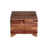 DunaWest Trunk Shape Mango Wood Storage Side/ End Table with Hinged Top, Brown and Black