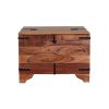 DunaWest Trunk Shape Mango Wood Storage Side/ End Table with Hinged Top, Brown and Black