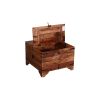 DunaWest Trunk Shape Mango Wood Storage Side/ End Table with Hinged Top, Brown and Black