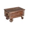 DunaWest Distressed Mango Wood Trunk Storage Coffee Table with Tray Top and Casters, Brown