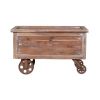 DunaWest Distressed Mango Wood Trunk Storage Coffee Table with Tray Top and Casters, Brown