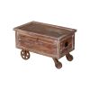 DunaWest Distressed Mango Wood Trunk Storage Coffee Table with Tray Top and Casters, Brown