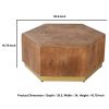 DunaWest Hexagonal Acacia Wood Block Accent Coffee Table with Textured Detail, Brown