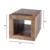 Cube Shape Rosewood Side Table With Cutout Bottom, Brown