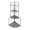 Scrolled Accent Metal Foldable Corner Rack with Mesh Design Storage Shelves