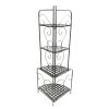Scrolled Accent Metal Foldable Corner Rack with Mesh Design Storage Shelves