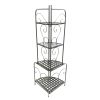 Scrolled Accent Metal Foldable Corner Rack with Mesh Design Storage Shelves