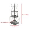 Scrolled Accent Metal Foldable Corner Rack with Mesh Design Storage Shelves