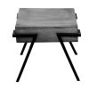 DunaWest Square Mango Wood Side Accent Table with Angled Metal Legs, Light Gray and Black