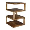 DunaWest Etagere Stacked Cube Design Wooden Side Table with 3 Shelves, Brown