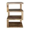 DunaWest Etagere Stacked Cube Design Wooden Side Table with 3 Shelves, Brown