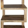 DunaWest Etagere Stacked Cube Design Wooden Side Table with 3 Shelves, Brown