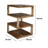 DunaWest Etagere Stacked Cube Design Wooden Side Table with 3 Shelves, Brown