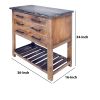 DunaWest Mango Wood Accent Storage Side Table with 3 Drawers and Slatted Bottom Shelf, Brown
