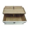 Trunk Shape Cocktail Table with Double Lid Opening, White and Brown