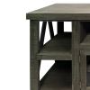 52 Inch Handmade Wooden TV Stand with 2 Glass Door Cabinet, Distressed Gray