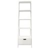 4 Shelf Wooden Ladder Bookcase with Bottom Drawer, Distressed white