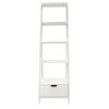 4 Shelf Wooden Ladder Bookcase with Bottom Drawer, Distressed white