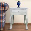 Rustic Wooden Side Accent Table with Cabriole Leg Support, White