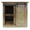 3 Drawer Wooden Accent Chest with Sliding Barn Door Storage, Ash Brown