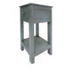 Rough Sawn Textured Wooden Side Accent Table With Drawer, Blue