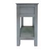 Rough Sawn Textured Wooden Side Accent Table With Drawer, Blue