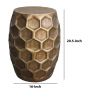 DunaWest 20.5 Inch Aluminium Drum Shape Honeycomb End Accent Bed Side Table, Brown