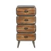 DunaWest Stacked Design 4 Drawer Metal Frame Accent Storage Chest with Splayed Legs, Gray and Brown