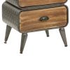 DunaWest Stacked Design 4 Drawer Metal Frame Accent Storage Chest with Splayed Legs, Gray and Brown