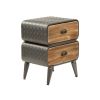 DunaWest Stacked Design 2 Drawer Metal Frame Accent Storage Chest with Splayed Legs, Gray and Brown