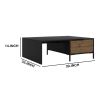 DunaWest Wood and Metal Rectangular Accent Coffee Table with Drawer, Brown and Black