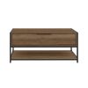 Dunawest Wood and Metal Rectangular Coffee Table with Drawer and  Shelf, Brown and Black
