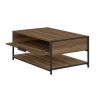 Dunawest Wood and Metal Rectangular Coffee Table with Drawer and  Shelf, Brown and Black