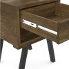 DunaWest 25 Inch Wooden End Side Table Nightstand with Drawer & Splayed Legs, Rustic Brown