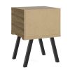 DunaWest 25 Inch Wooden End Side Table Nightstand with Drawer & Splayed Legs, Rustic Brown