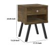 DunaWest 25 Inch Wooden End Side Table Nightstand with Drawer & Splayed Legs, Rustic Brown